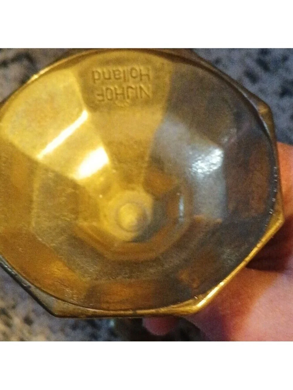 Nijhof Holland Brass Pair Octagon Taper Candle Holders Engraved Dutch Gold